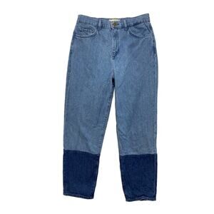 TRIARCHY Audrey Two Tone Cropped High Rise Tapered Jeans Size 29 Patchwork